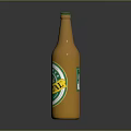 Orange Beer Bottle With Prima Artisan Label And Glossy Surface On Black Background