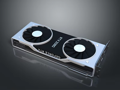 High Performance GeForce RTX 4090 Graphics Card Featuring Dual Fan Cooling And Silver Aluminum Casing 3d model