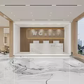 Modern Beauty Hair Salon Interior With Elegant Reception Marble Floor And Bright Lighting