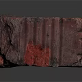 Red Textured Rectangular Block With Rough Surface And Artistic Decorative Design 3d model