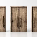 Natural Brown Wooden Swing Doors With Wood Grain And Interior Panel Design