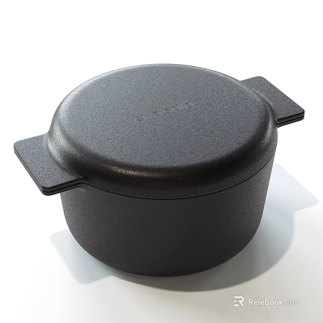 Black Cookware Set with Lid and Handles for Modern Kitchen Cooking 3d model 