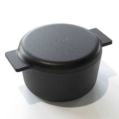 Black Cookware Set with Lid and Handles for Modern Kitchen Cooking 3d model