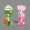 Directional Signage Featuring Welcome Youth Creative Market Flower World Entrance Decorated with Flowers Butterflies Arrow