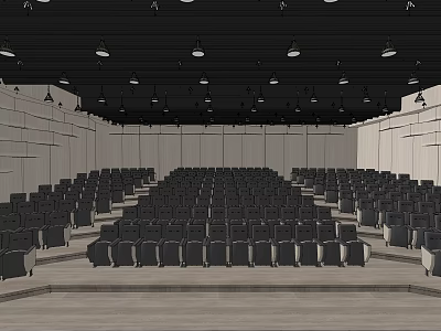 School Auditorium Interior With Rows Of Seats And Ceiling Lighting 3d model