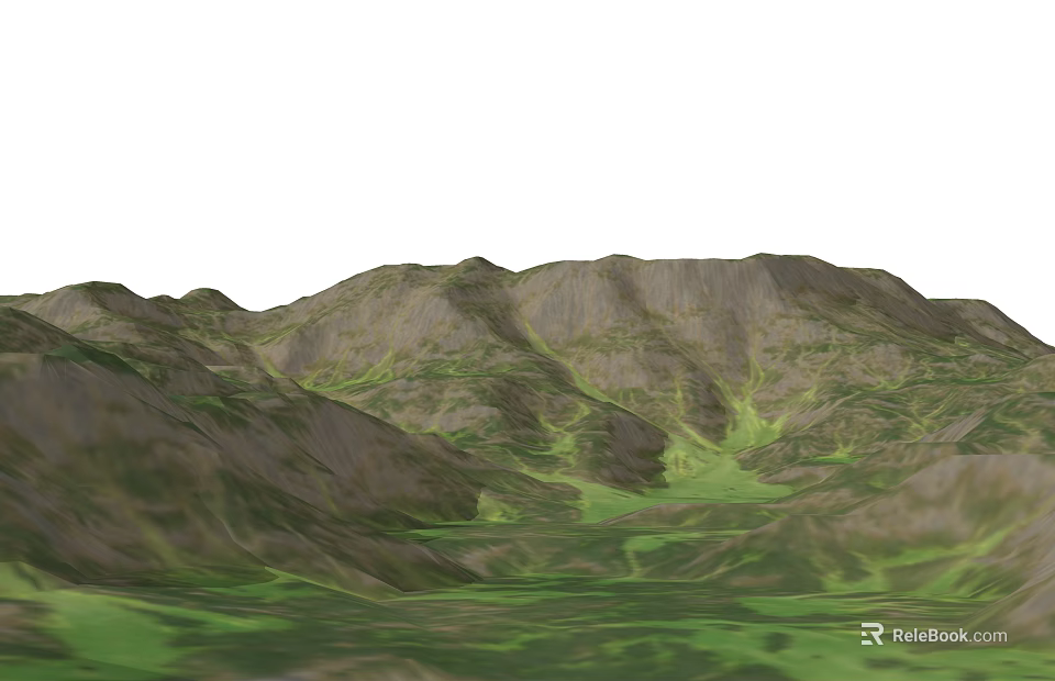 Mountainous Garden Landscape With Rolling Terrain And Lush Green Vegetation 3d model 