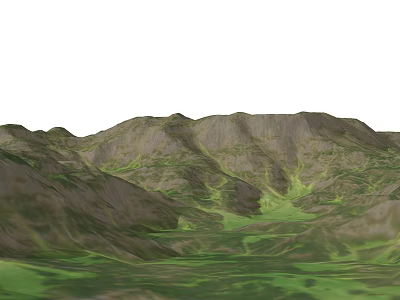 Mountainous Garden Landscape With Rolling Terrain And Lush Green Vegetation 3d model