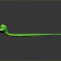 Cartoon Green Snake Character With Holes Body Big Eyes And Red Tongue