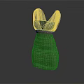 Green Woven Striped Dress With V Neck Design And Waist Detail