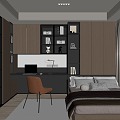 Modern Italian Tatami Bedroom Tatami Bedroom Wardrobe Bed Chair Computer Carpet 3d model