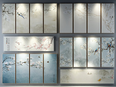 New Chinese Landscape Painting Decorative Hanging Painting 3d model