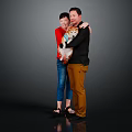 Couple Holding Dog In Studio Portrait