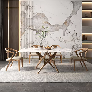 Modern Dining Table Rock Board Dining Table Solid Wood Dining Table Long Dining Table Marble Dining Table 3d model