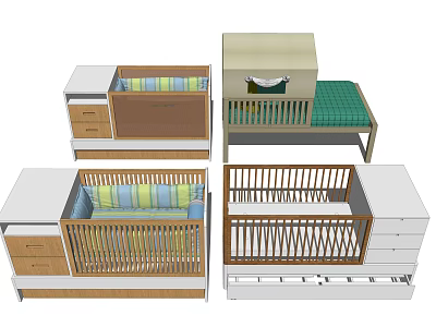 Baby Cribs With Storage Drawers Multiple Designs And Color Choices For Nursery 3d model