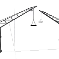 Two Utility Vehicle Cranes Featuring Industrial Metal Boom And Hanging Hook