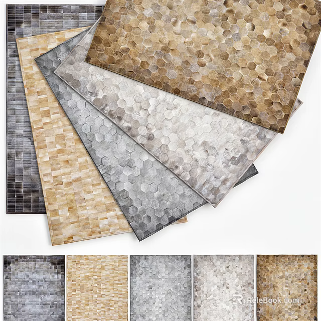 Square Rugs With Various Textured Patterns And Neutral Tones For Home Decoration 3d model