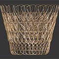 Light Brown Rattan Woven Basket With Openwork Design For Home Storage