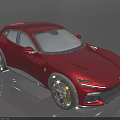 Red Ferrari SUV with sleek modern sporty exterior design alloy wheels and yellow brake calipers