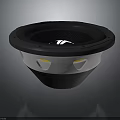Modern Black And White Subwoofer Speaker With Circular Mesh Grille Design