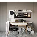 Modern desk and chair computer desk and chair desk and chair combination 3d model