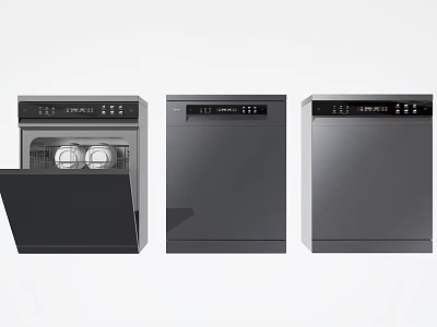 Modern Kitchen Appliances Three Stylish Black Dishwashers With Sleek Design 3d model