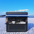 Coffee And Craft Beer Stand With Blue Awning And Beverage