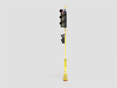 Modern Yellow Pole Floor Lamp With Black Shade And Stable Base 3d model