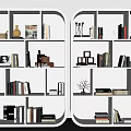 Simple Bookshelf Storage Rack White Bookshelf Rounded White Bookshelf Book Ornaments Decorative Ornaments 3d model