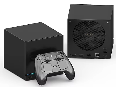 Black Digital Devices Including VELVET Mini PC And Game Controller With Cooling Vents 3d model