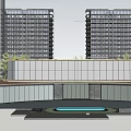 Modern Glass Entrance Gate For High Rise Residential Community With Clear Facade