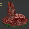 Natural Wooden Stump Decor With Stone Base Mushrooms Soil And Moss