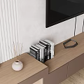Modern Minimalist TV Wall With Console And Decorations 3d model