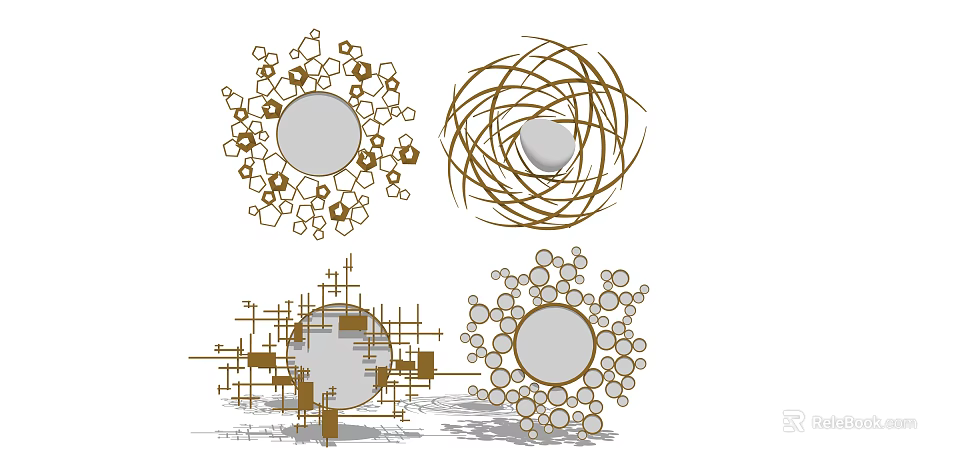 Decorative Mirror Designs With Intricate Patterns Geometric Shapes And Circular Frames 3d model
