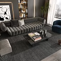 Minotti Sofa Coffee Table Combination Multi-person Sofa Coffee Table Leisure Chair Side Table Corner Table 3d model