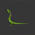 Green Lizard Game Movie Character With Black Sunglasses Pink Scarf White Belly In Standing Pose 3d model