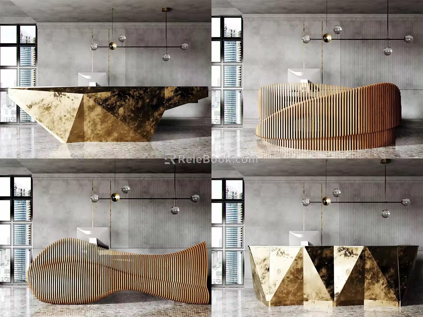 Modern reception desk 3d model