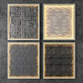 Four Square Background Wall With Various Textures And Gold Frames On Gray Backdrop 3d model