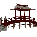 New Chinese Style Pavilion Arch Bridge Pavilion 3d model