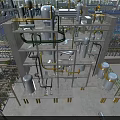 Modern Industrial Plant Facility With Metal Frames Pipes And Storage Tanks