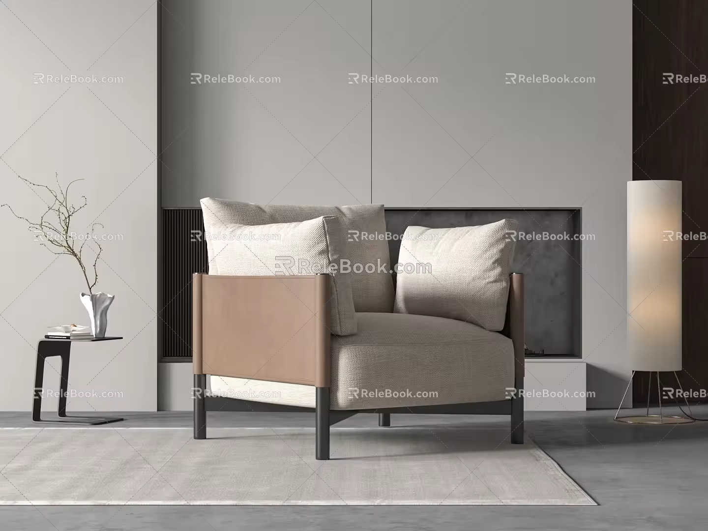 Fabric Single Sofa Casual Sofa 3d model