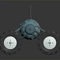 Game Movie Mechanical Character With Blue Body Yellow Accents And Large Wheels 3D Render Design