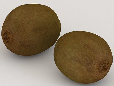 Fresh Ripe Kiwi Fruits Displaying Brown Fuzzy Skin And Juicy Texture On White Background 3d model