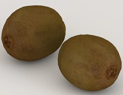 Fresh Ripe Kiwi Fruits Displaying Brown Fuzzy Skin And Juicy Texture On White Background 3d model
