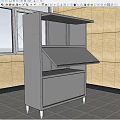 Modern Cafeteria Interior With Stainless Steel Counters Storage Cabinets And Tile Walls