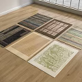 Various Colored Square Rugs with Different Patterns on Wooden Floor for Home Decor