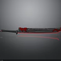 Modern Decorative Blade With Black Handle Red Patterns And Reflective Surface
