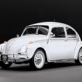 Vintage White Volkswagen Beetle Car With Classic Design And Retro Exterior