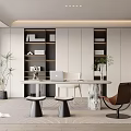 Home Study Desk Bookcase Ornaments Vase Book Single Chair Stool Decorative Cabinet Computer Wardrobe 3d model