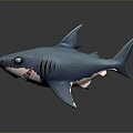 Blue Toy Shark With Detailed Teeth Pink Mouth And Sharp Fins