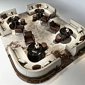 Modern Luxury Curved Sofa And Marble Coffee Table Combination For Spacious Residential Living Reception Area